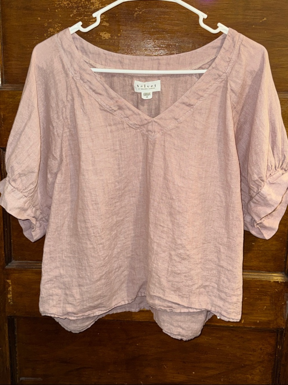 Velvet by Graham & Spencer Dusty Rose V-Neck Linen Tunic